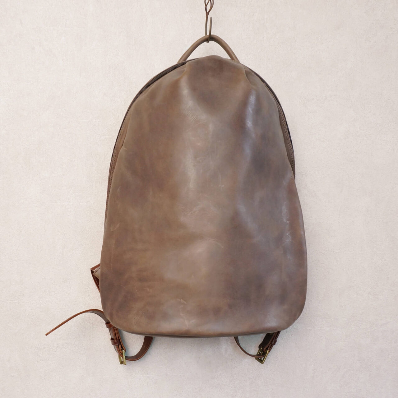 Waxed leather backpack