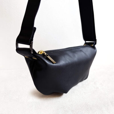 Sleek black leather shoulder bag