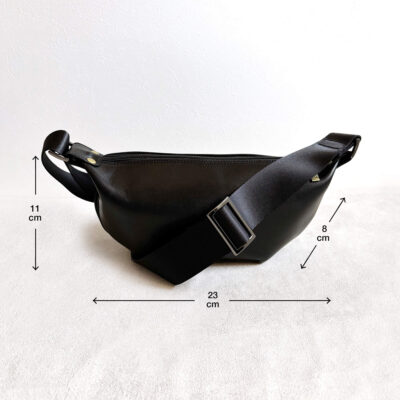 Sleek black leather shoulder bag
