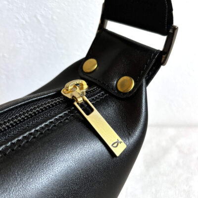 Sleek black leather shoulder bag